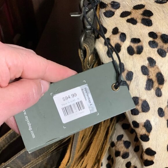 Myra Bag Women's Leopard Print Fringe Bag NWT Myra Bag - Picture 3 of 3